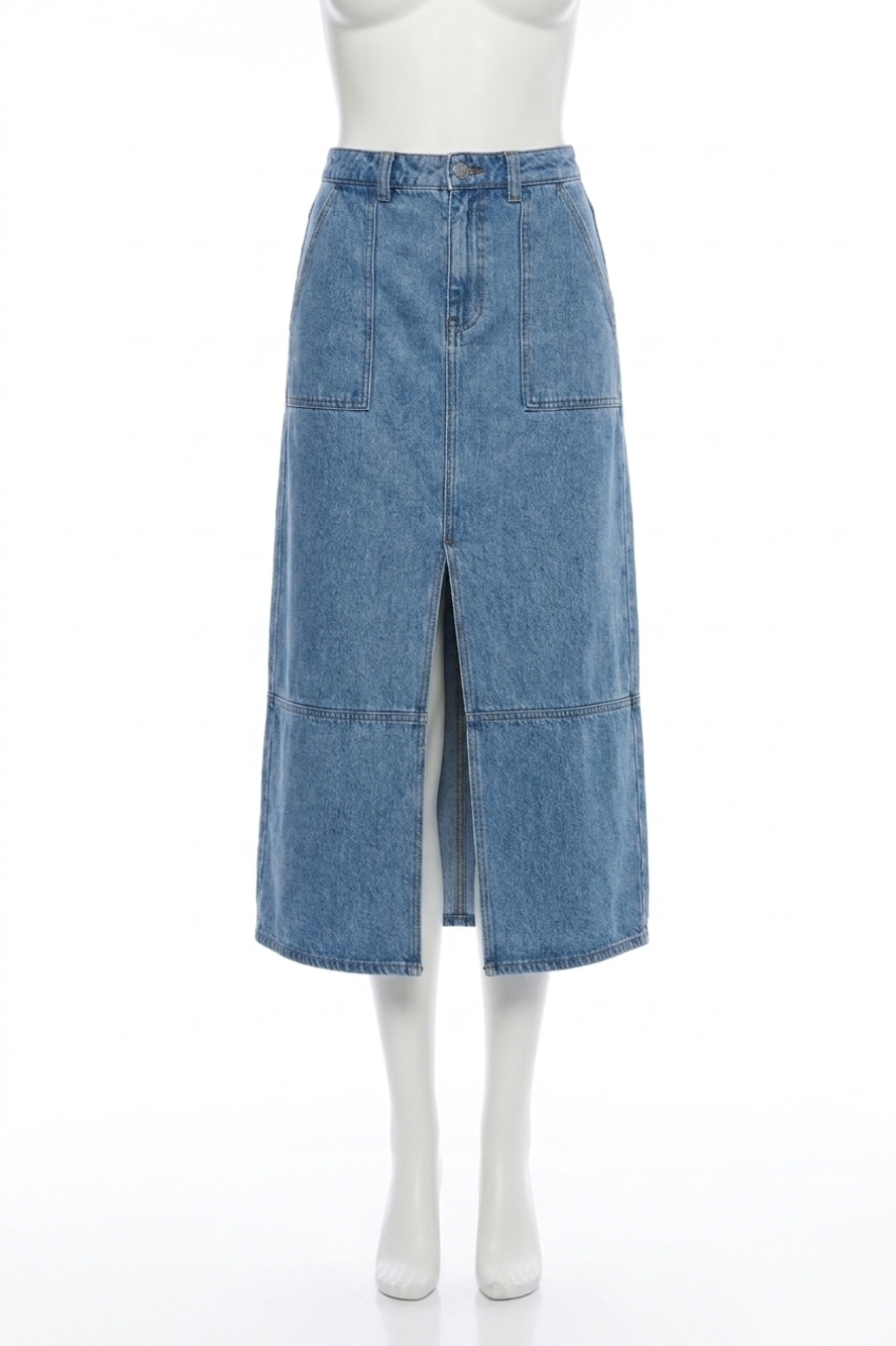 NEW HUNTER BELL parke skirt in blockerly denim